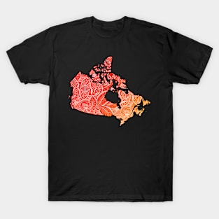 Colorful mandala art map of Canada with text in red and orange T-Shirt